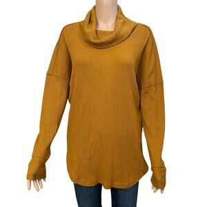 Maeve Ainsley Thermal Tunic Top Medium Loose Fit Cowl Neck Orange Long Sleeve